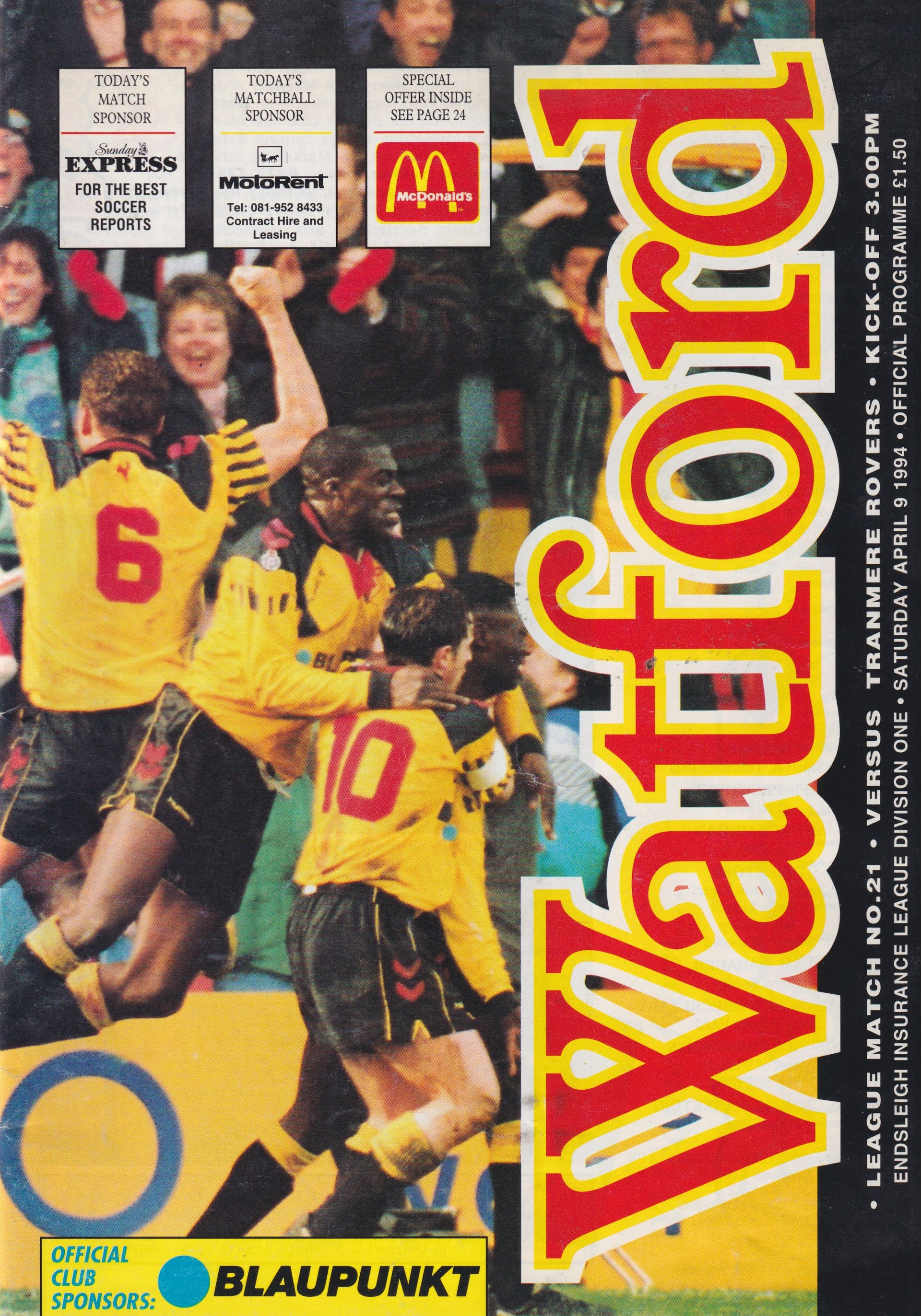 Watford v Tranmere Rovers match programme